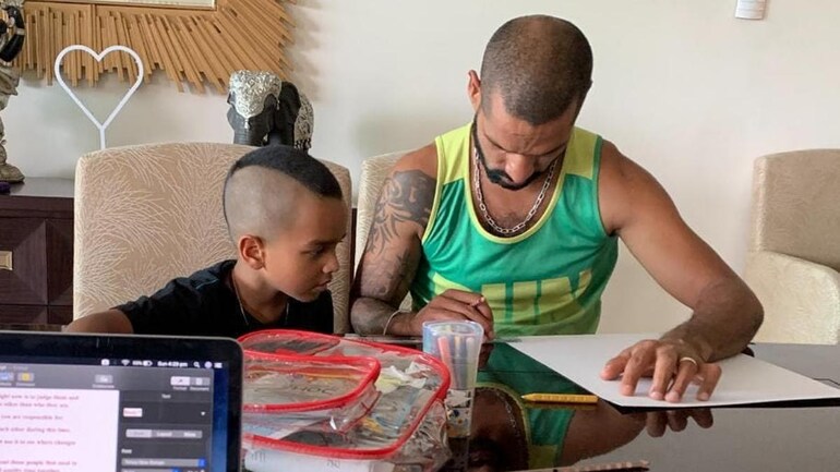 Dhawan Vs Dhawan Shikhar Shares Video Of Playing Indoor Cricket With Son Zoravar During Covid 19 Lockdown Sports News