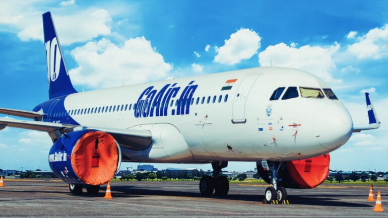 A parked GoaAir aircraft