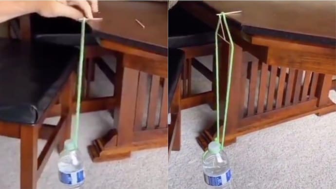 Physics or magic? Man suspends water bottle with toothpick. Watch video