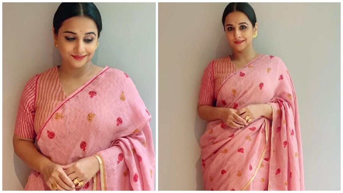 Vidya Balan is simply pretty in pink saree for Shakuntala Devi e ...