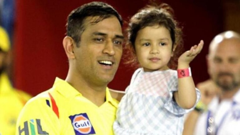 MS Dhoni with his daughter Ziva in a file image. (Courtesy by BCCI)