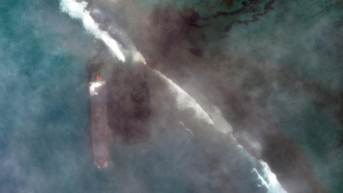 Mauritius declares emergency as stranded ship spills fuel