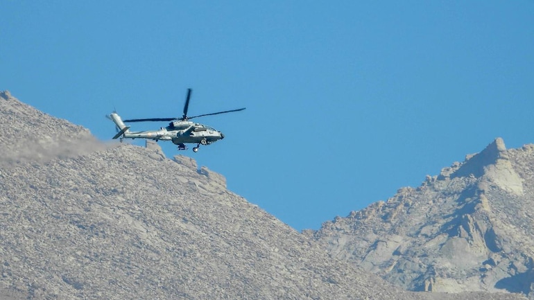 <REPRESENTATIVE IMAGE> File photo of IAF chopper flying over Leh in Ladakh