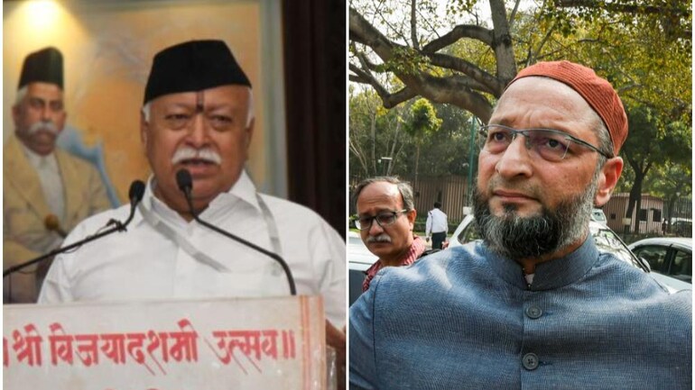 File photos of RSS Sarsanghchalak Mohan Bhagwat (left) and AIMIM Lok Sabha MP Asaduddin Owaisi (right)