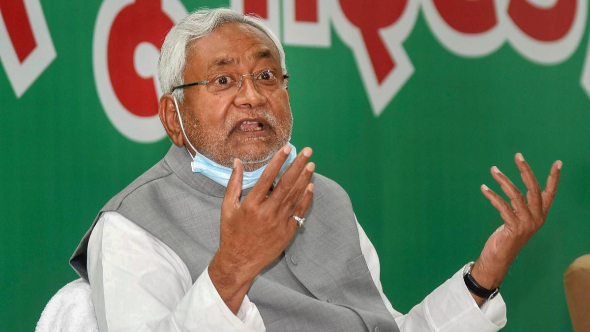JD(U) chief Nitish Kumar during the press conference in Patna on Thursday