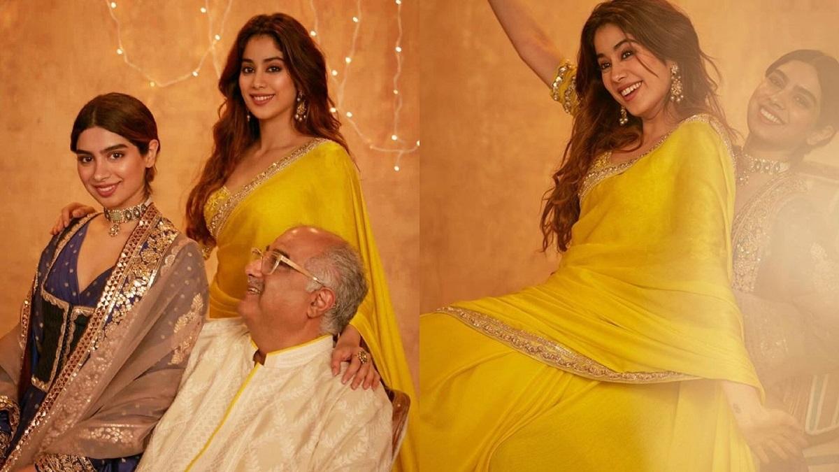 Janhvi Kapoor shares pictures with Khushi and Boney Kapoor from Diwali celebration. Fans say gorgeous - Movies News