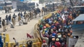 Barricades at Singhu border to prevent agitating farmers from entering national capital photographed on Sunday