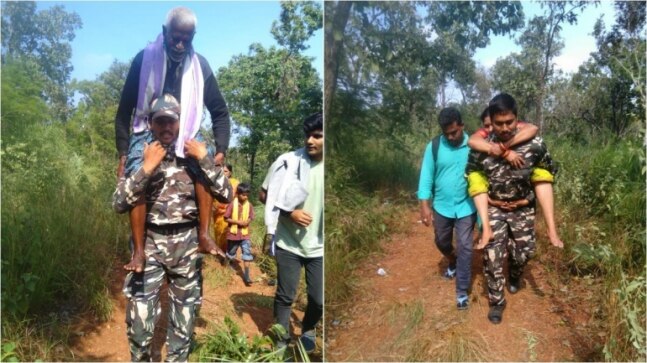 Andhra constable rescues ailing devotees during Tirupati trek, carries them on shoulder - Vimarsana News