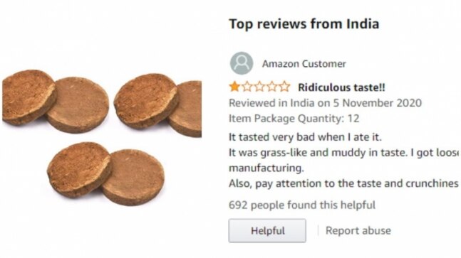 Amazon customer eats cow dung cakes, posts review on site. Bizarre viral story - Vimarsana News