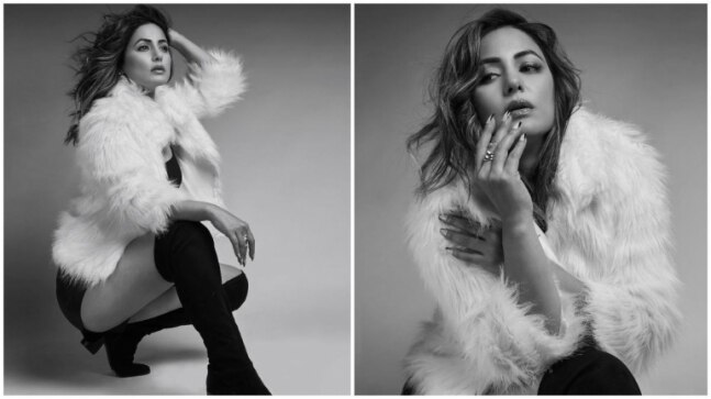 Hina Khan sets Instagram on fire with monochrome photoshoot in a furry jacket. ICYMI - Vimarsana News