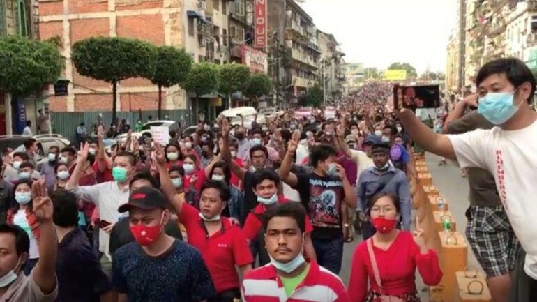 Thousands Protest Myanmar Coup Despite Internet Ban World News Thousands Protest Myanmar Coup Despite Internet Ban World News