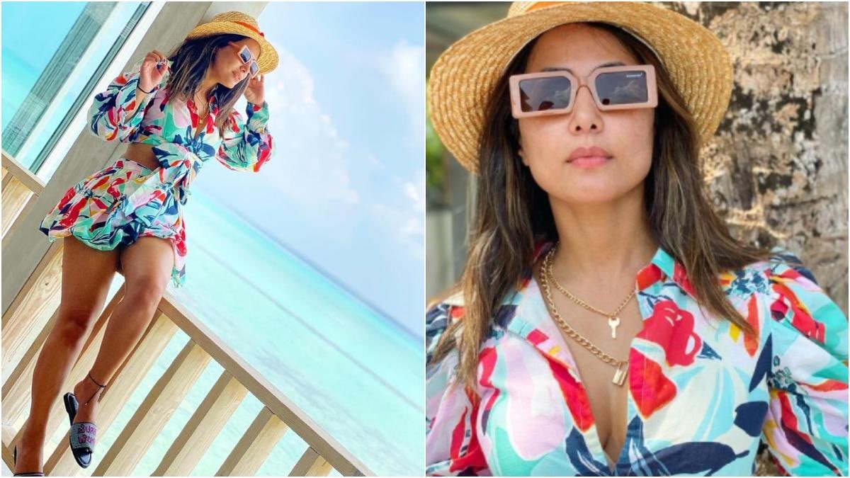 Hina Khan shows her happy place posing in colourful co-ords in Maldives - Television News