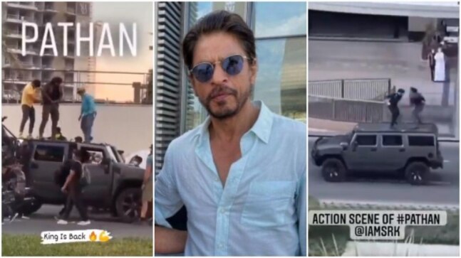 Shah Rukh Khan performs stunts on moving car in leaked Pathan shoot videos. Trending