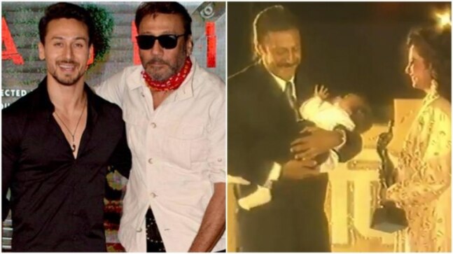 When Jackie Shroff received his award with little Tiger Shroff in his arms. Viral video