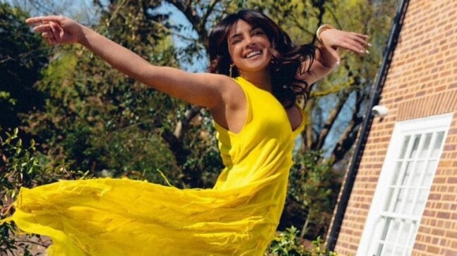 Priyanka Chopra in sleeveless yellow dress worth Rs 4 lakh welcomes summer