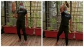 Milind Soman does exercises with a mudgar. Photo: Instagram/milindrunning Milind Soman does exercises with a mudgar. Photo: Instagram/milindrunning