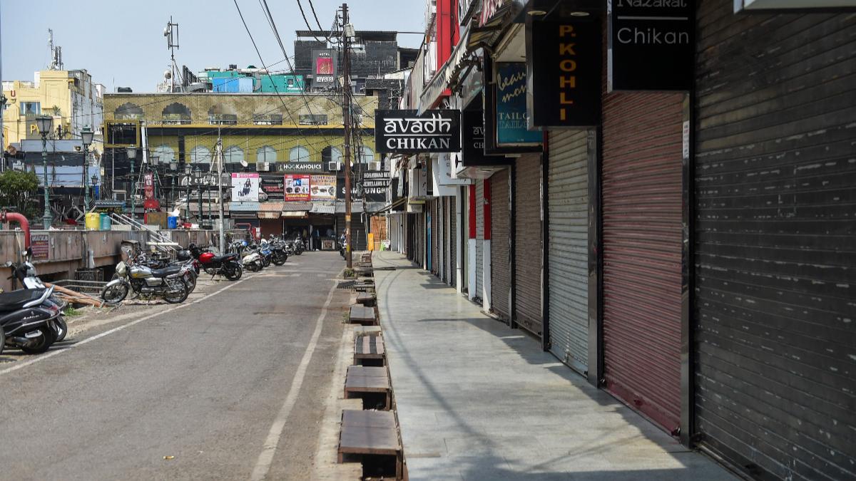 Shops in Lucknow's Janpath area closed on Thursday due to an increase in Covid-19 cases