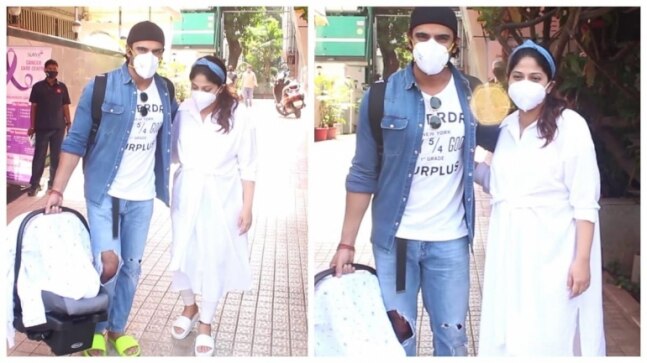 Mohit Malik and Addite Malik spotted outside hospital with newborn baby. See pics