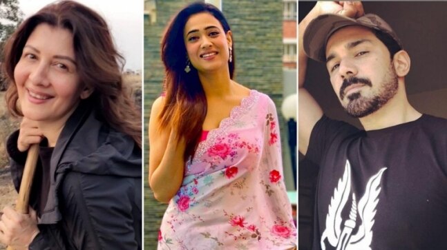 Shweta Tiwari dazzles in white and pink saree. Abhinav Shukla, Sangeeta Bijlani heart it