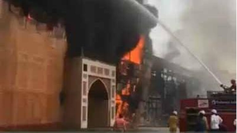 The set of Jodha Akbar has been gutted in fire. The set of Jodha Akbar has been gutted in fire.