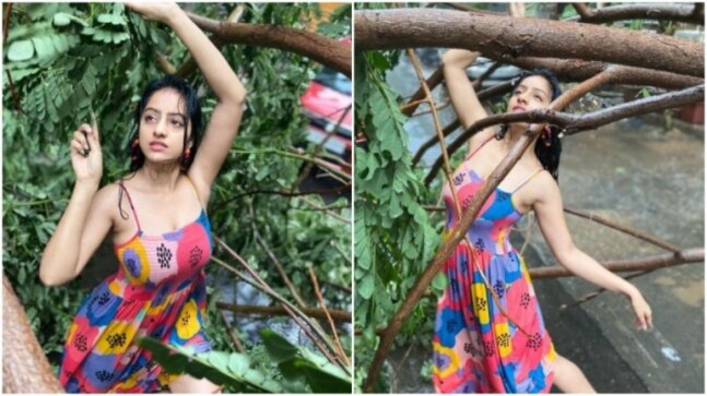 TV actress Deepika Singh poses beside tree uprooted by Cyclone Tauktae. Internet blasts her