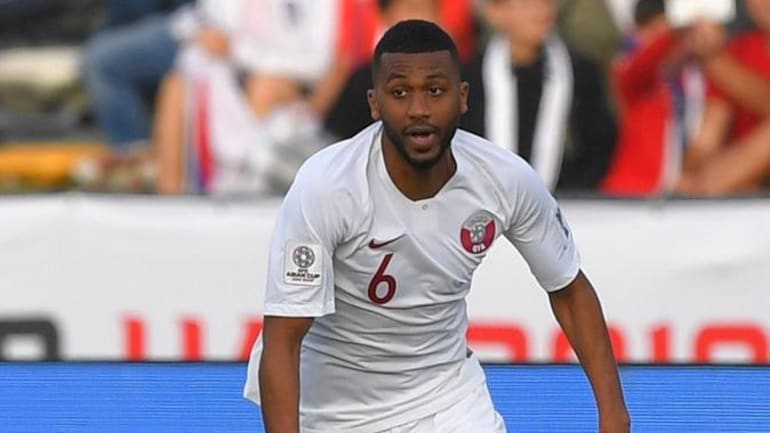 Abdel Aziz opened the gate for Qatar against 10-man India. (Twitter photo)