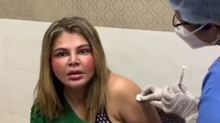 Rakhi Sawant gets first shot of Covid-19 vaccine, sings song from her new music video - Television News