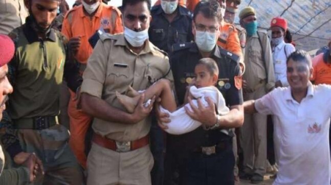 Agra: Child who fell into 150-ft-deep borewell rescued after 9-hour-long operation