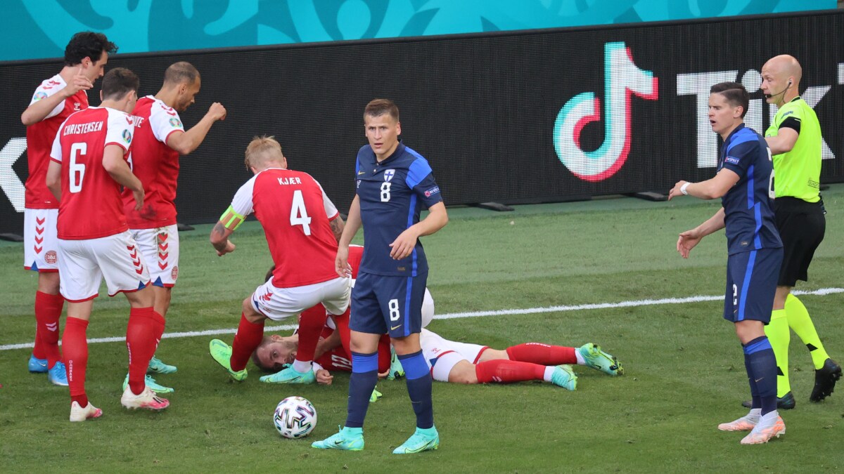 euro 2020 denmark star christian eriksen collapses on pitch receives cpr during match against finland sports news