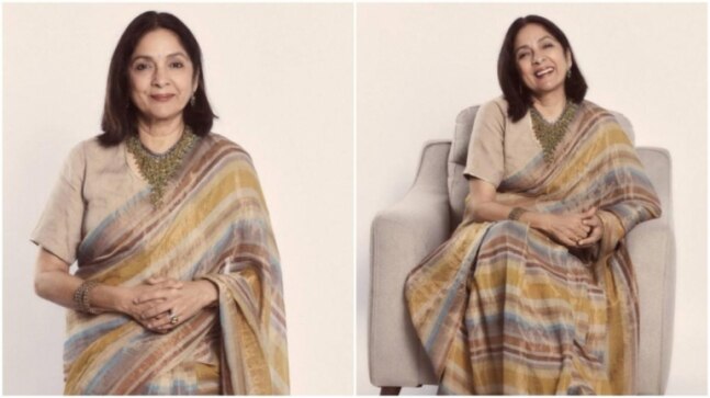Neena Gupta in Rs 18k printed saree is the epitome of elegance for photoshoot. See pics