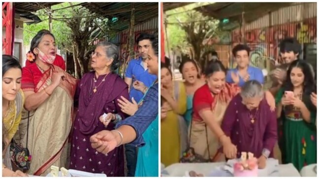 Shabana Azmi visits Zindagi Mere Ghar Aana sets to celebrate Sulbha Arya's birthday