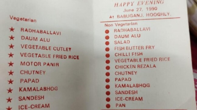 Pics of wedding menu card from the 90s makes Twitter nostalgic. See viral post