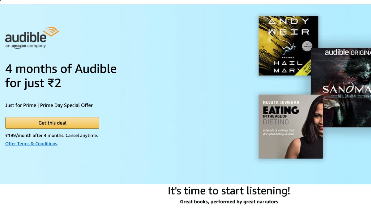 Amazon Prime Users Can Get Access To Audible For Rs 2 Per Month Here Is How Technology News Amazon Prime Users Can Get Access To Audible For Rs 2 Per Month Here Is How Technology News
