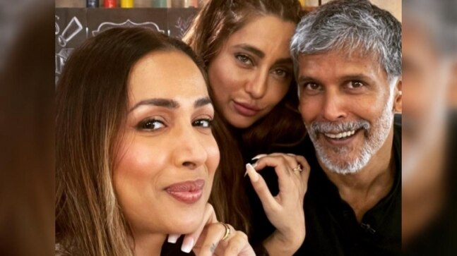 Seen Milind Soman's selfie with Malaika Arora and Anusha Dandekar?