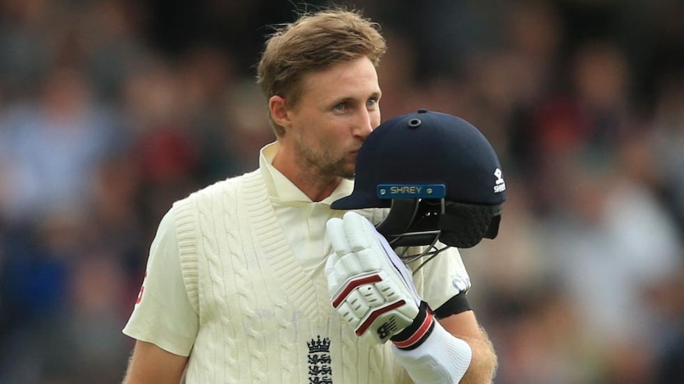 England's captain Joe Root celebrates making a century (Courtesy: AFP)