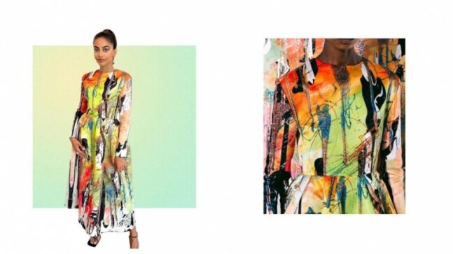 Banita Sandhu's abstract print colourful dress can fund your one-week trip to Paris