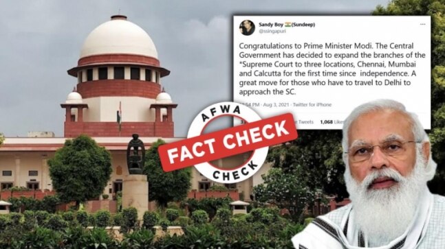 Fact Check: Centre has not announced Supreme Court benches in metros