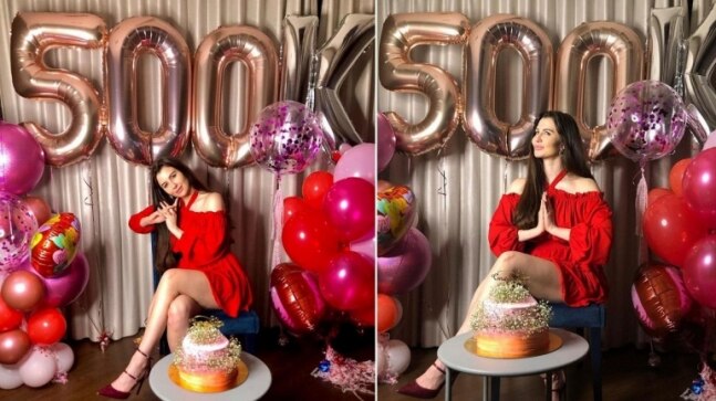 Giorgia Andriani in Rs 1600 red halter-neck dress celebrates 500k Instagram followers