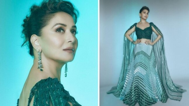 Madhuri Dixit in Rs 1.95 lakh flowy embroidered lehenga rocks the traditional look