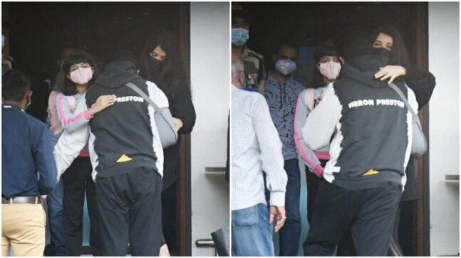 Abhishek Bachchan hugs Aaradhya and Aishwarya Rai at Mumbai airport. See pics