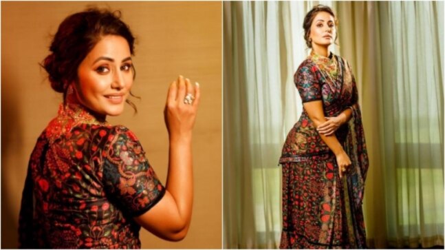 Hina Khan in Rs 50k black ruffle saree is a vintage soul. See pics from photoshoot