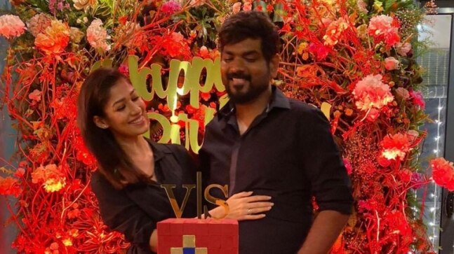 Nayanthara throws a surprise birthday bash for Vignesh Shivan's 36th birthday. See pics