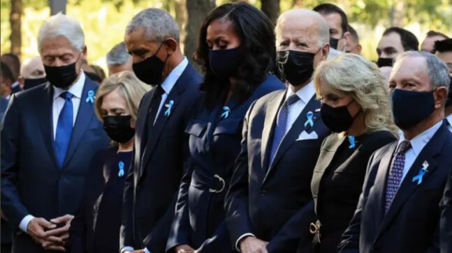 US President Biden, along with Obama and Clinton pays respects at 9/11 Memorial in New York City