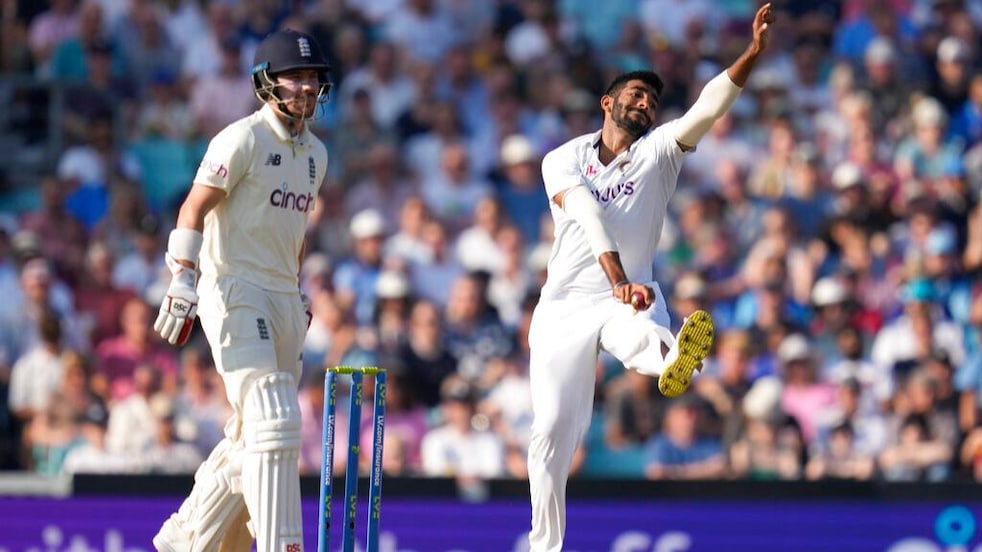 India's Jasprit Bumrah bowls during the Oval Test (Courtesy: AP)