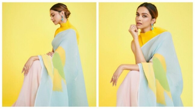 Deepika Padukone in Rs 20k dual-toned saree exudes quirky ethnic vibes. See pics