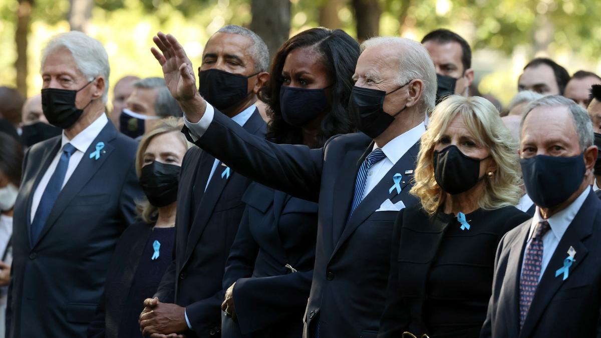 US President Biden, along with Obama and Clinton pays respects at 9/11 Memorial in New York City