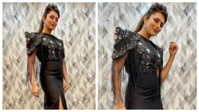Divyanka Tripathi can never go wrong with black. This embellished body-hugging gown is proof