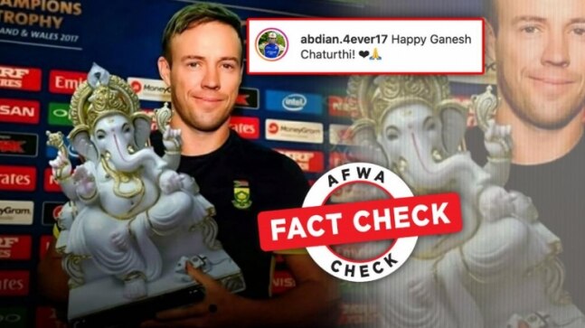 Fact Check: Netizens fall for AB de Villiers’ morphed image holding a Ganesha idol