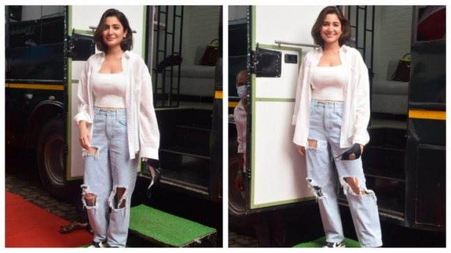 Anushka Sharma in white shirt and ripped denims aces casual style like a pro. See pics