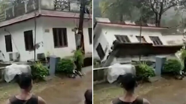 House washed away amid heavy rains in Kerala’s Mundakayam | WATCH